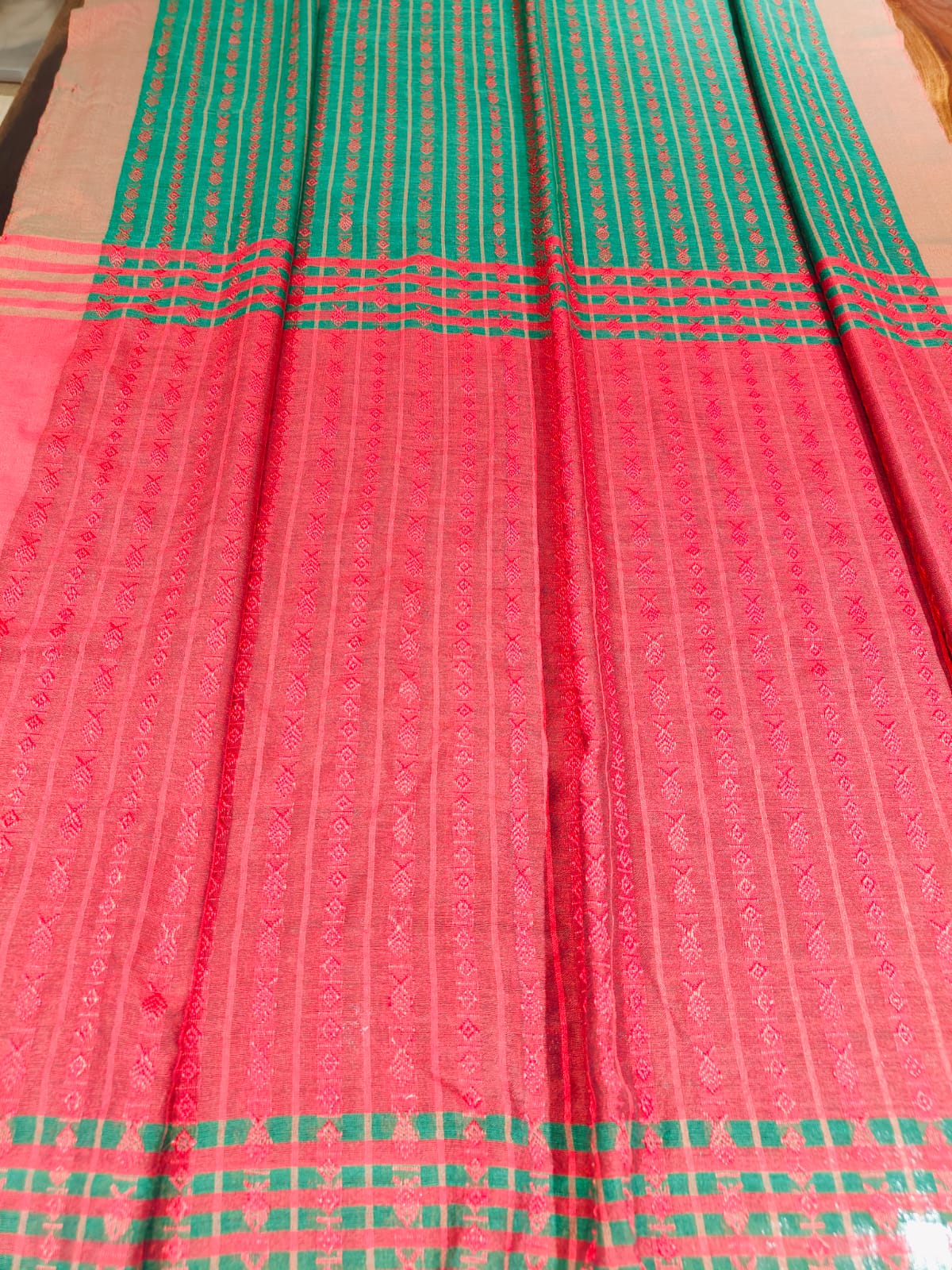 Pure Dhaniya Khali Cotton Sarees With Running Blouse