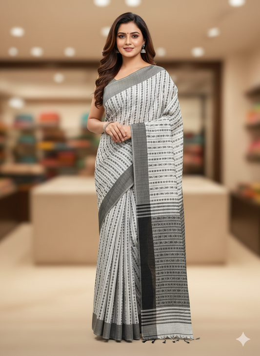 Pure Dhaniya Khali Cotton Sarees With Running Blouse