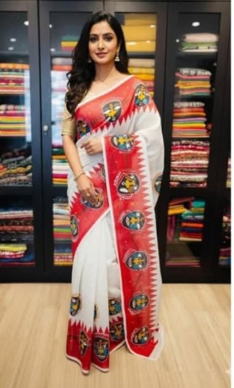 Kota Hand Painted Saree With Running Blouse