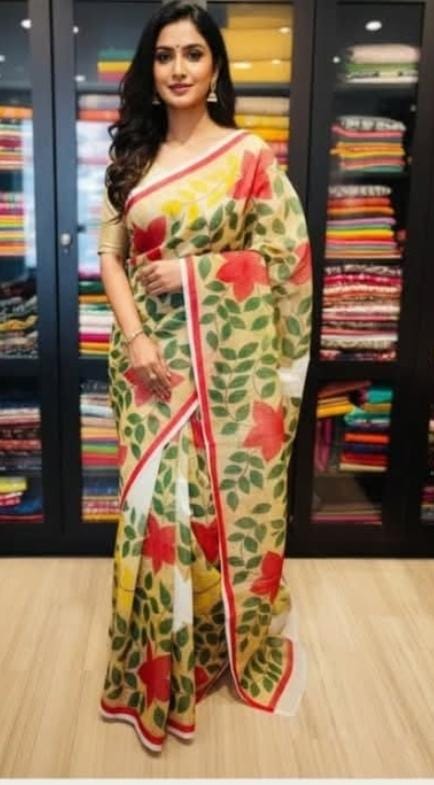 Kota Hand Painted Saree With Running Blouse