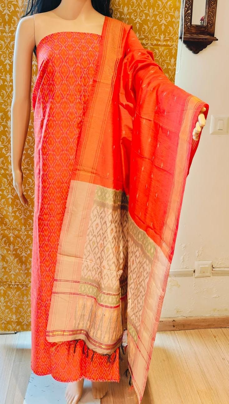 Pochampally Double Ikkt Cotton Suit