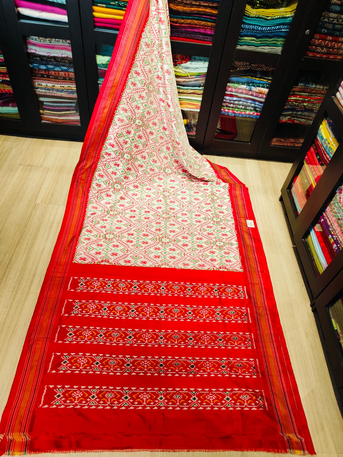 Pochampally Double Ikkat Mulberry Silk Sarees With Running Blouse