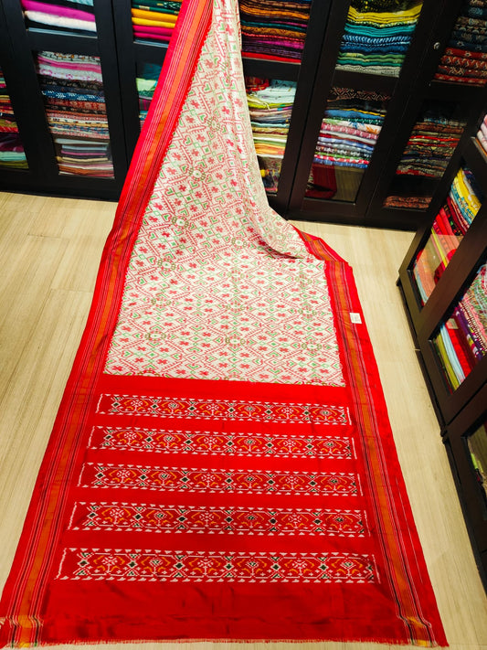 Pochampally Double Ikkat Mulberry Silk Sarees With Running Blouse