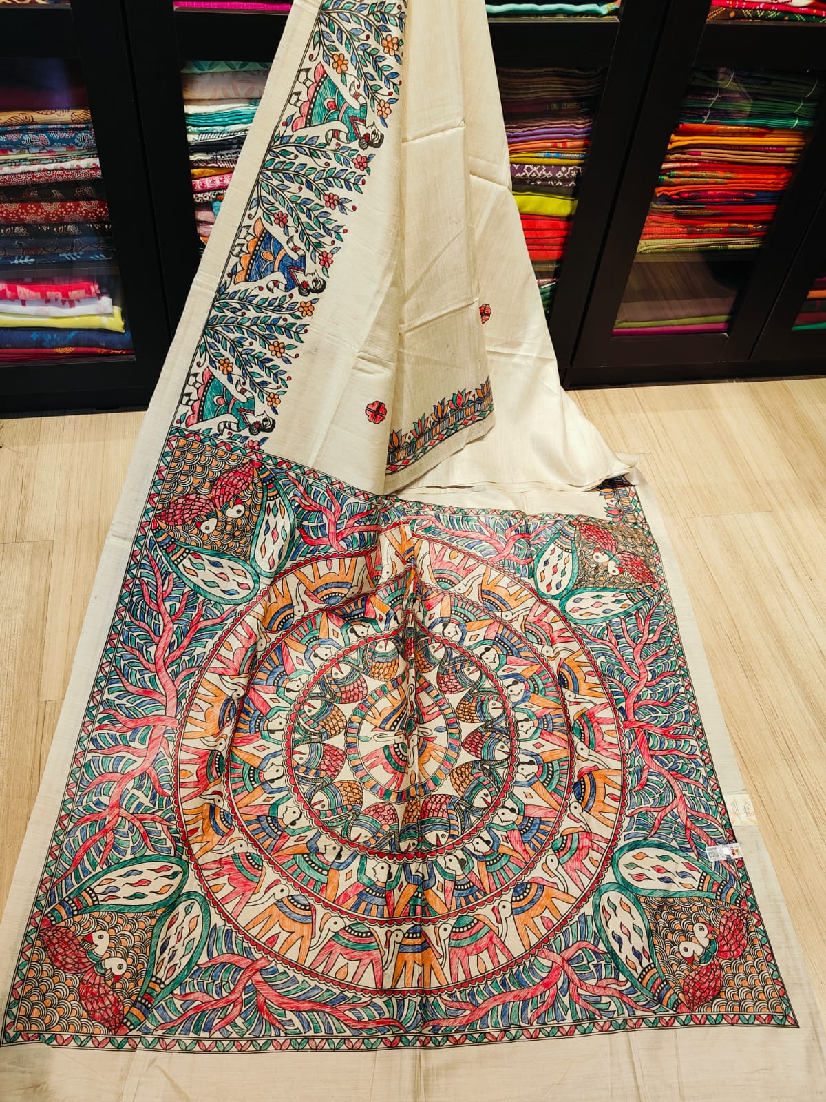 Maheshwari Silk Saree With Contrast Blouse