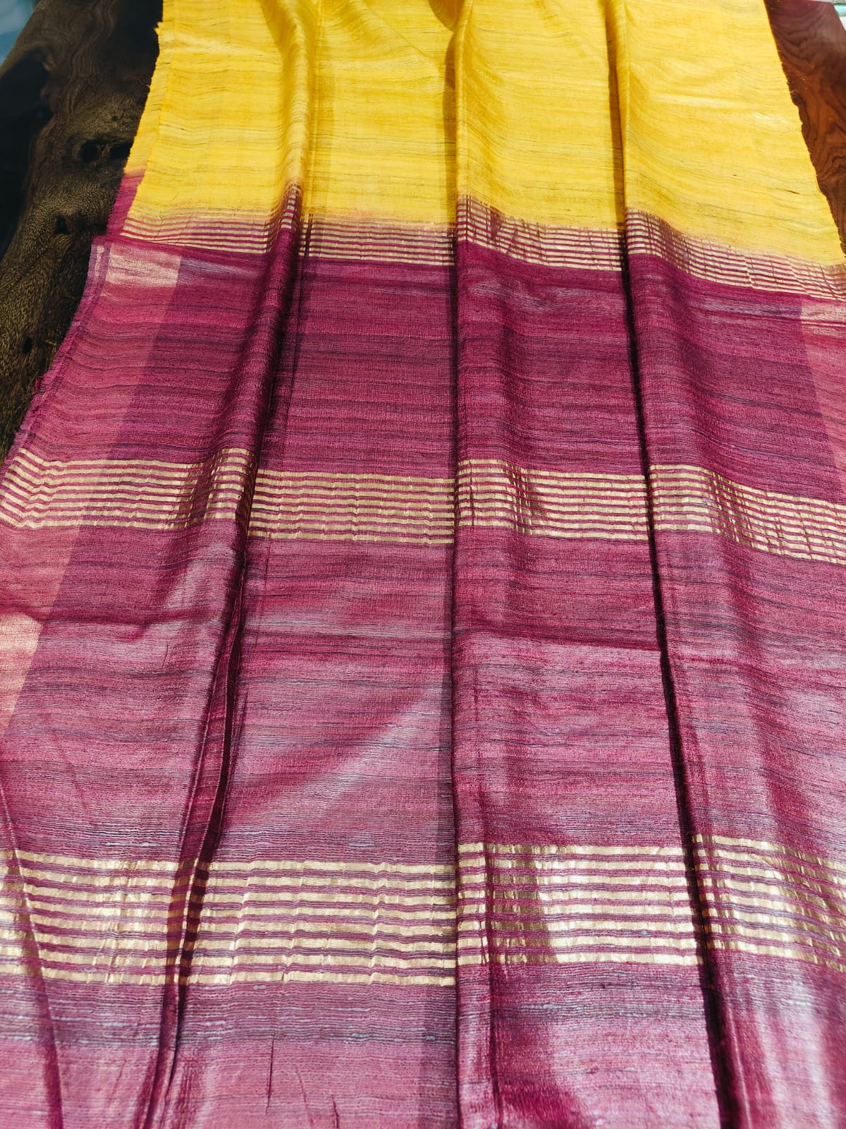 Tussar Silk Sarees With Running Blouse
