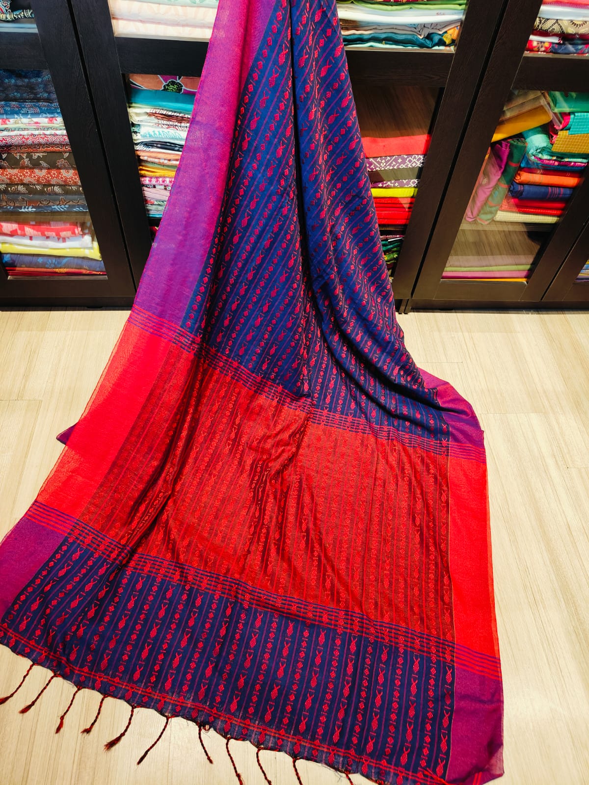 Pure Dhaniya Khali Cotton Sarees With Running Blouse