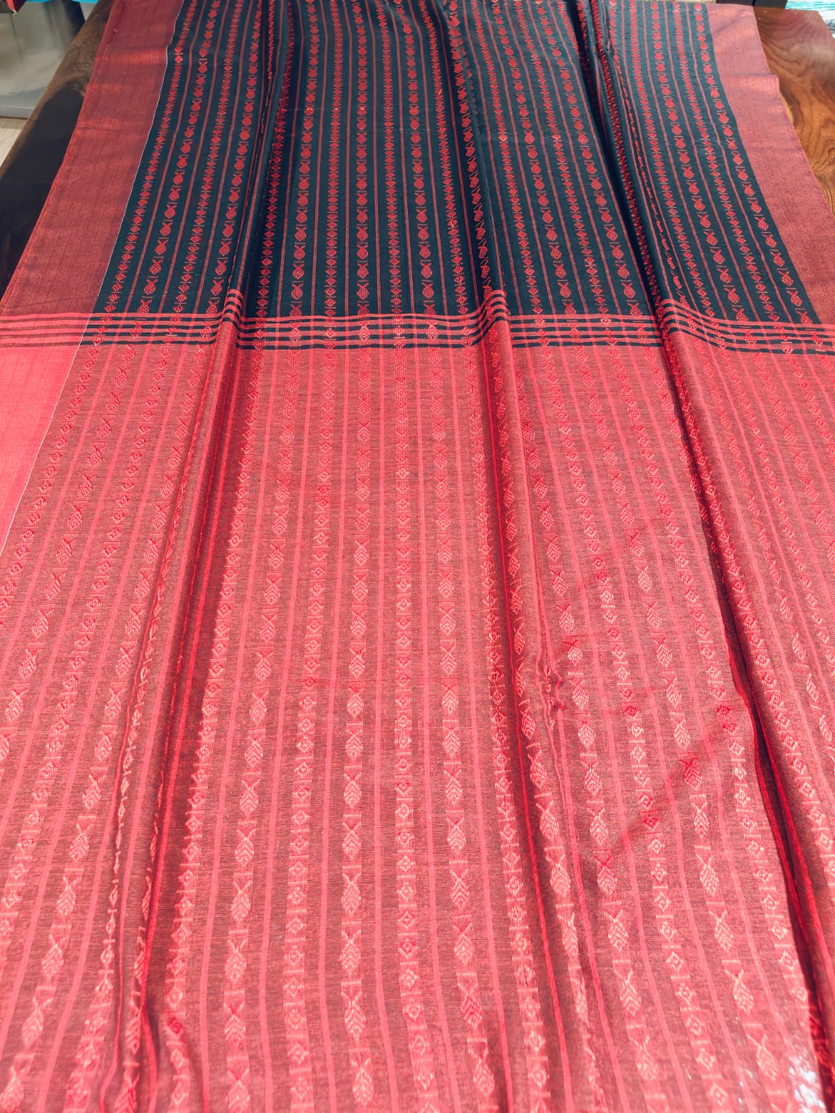 Pure Dhaniya Khali Cotton Sarees With Running Blouse