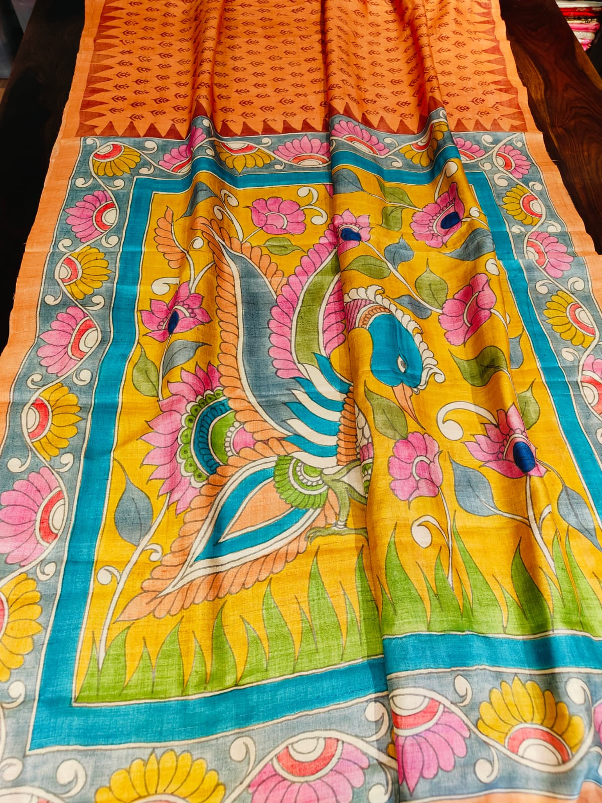 Kalmkari hand painted saree