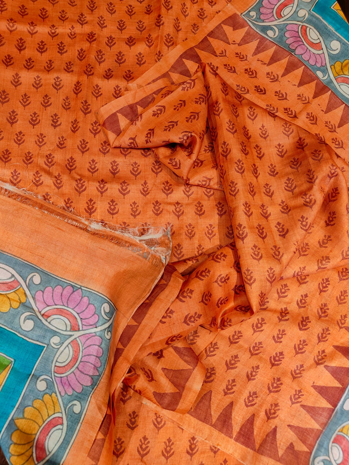 Kalmkari hand painted saree